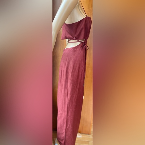 HALSTON NWOT Eli Viscose Linen Blend Brick Dress Size 2 - Picture 7 of 13